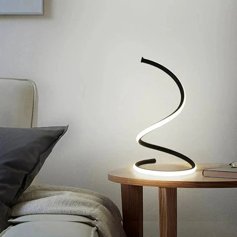 Loja Capricho Abajur - 0010 Preto / Quente Luminária Abajur de Mesa Minimalista em Espiral
