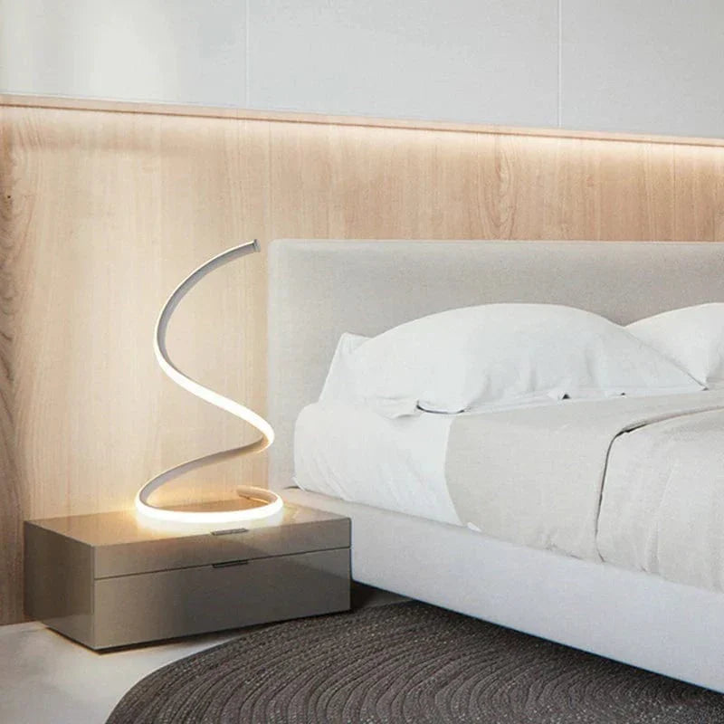 Loja Capricho Abajur - 0010 Branco / Quente Luminária Abajur de Mesa Minimalista em Espiral