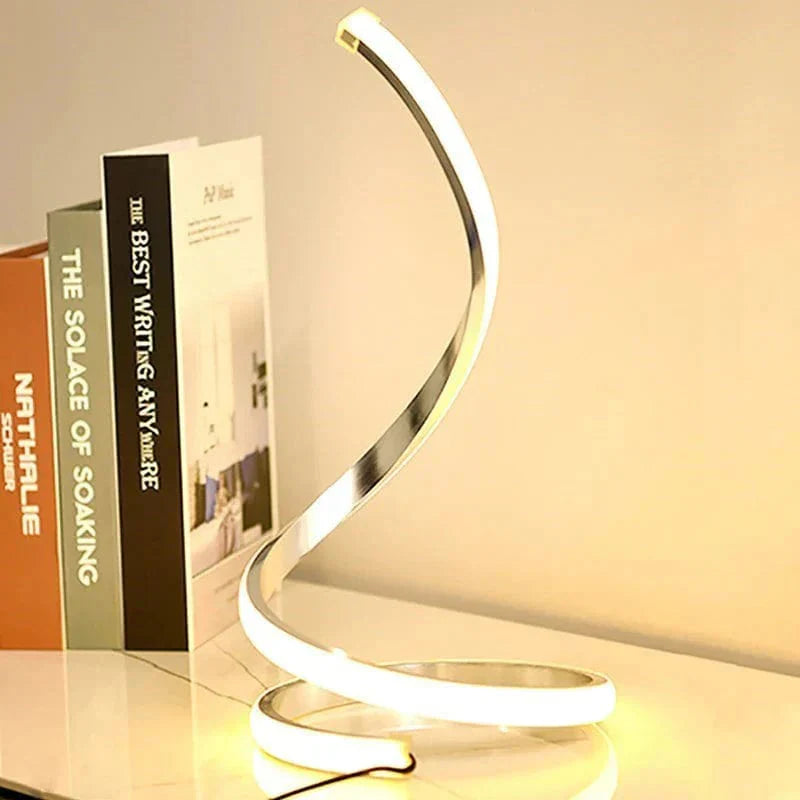 Loja Capricho Abajur - 0010 Prata / Quente Luminária Abajur de Mesa Minimalista em Espiral