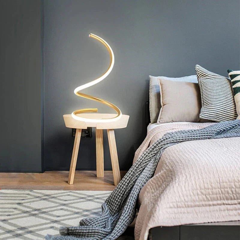 Loja Capricho Abajur - 0010 Dourado / Quente Luminária Abajur de Mesa Minimalista em Espiral
