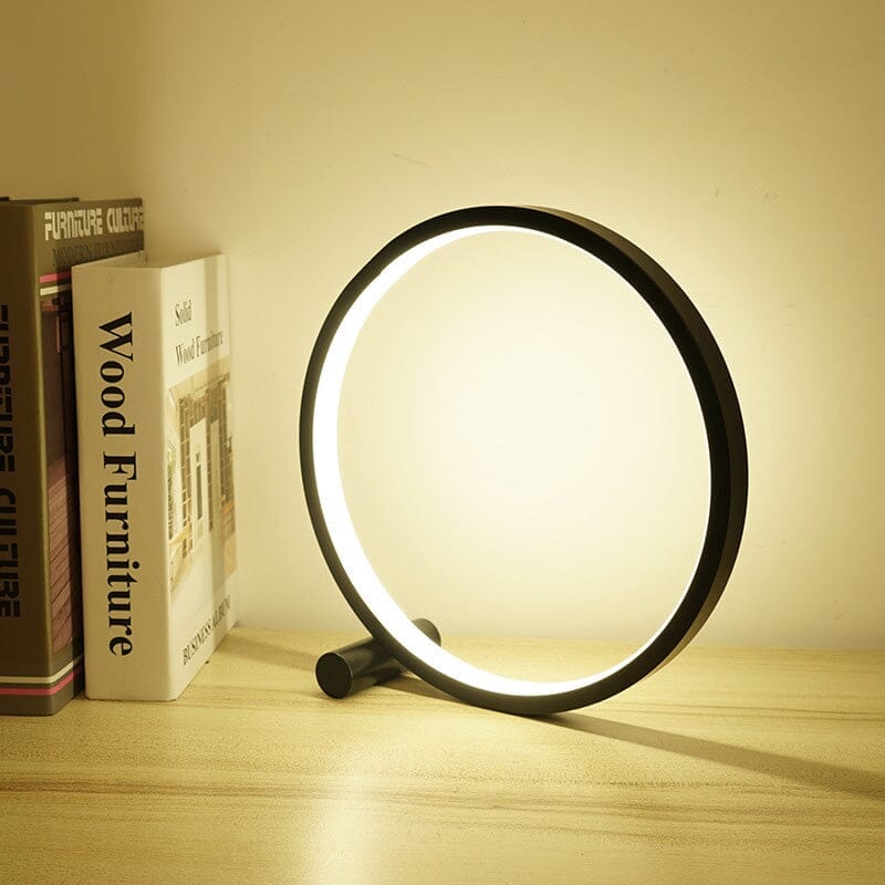 Loja Capricho Abajur - 0018 Preto / Quente Luminária Minimalista de Mesa Circular Touch LED (25cm)