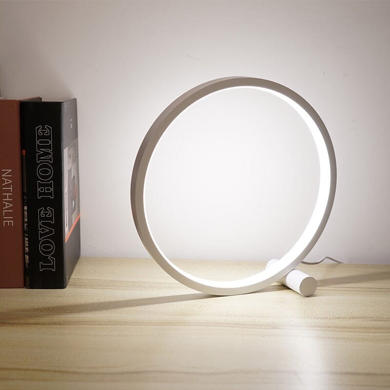 Loja Capricho Abajur - 0018 Branco / Fria Luminária Minimalista de Mesa Circular Touch LED (25cm)
