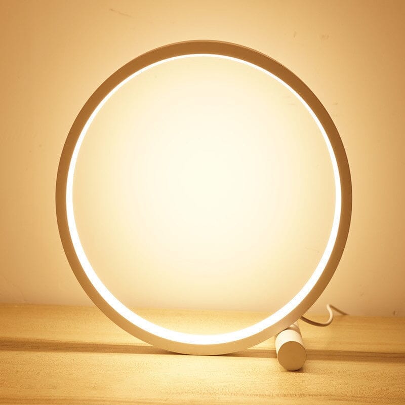 Loja Capricho Abajur - 0018 Branco / Quente Luminária Minimalista de Mesa Circular Touch LED (25cm)