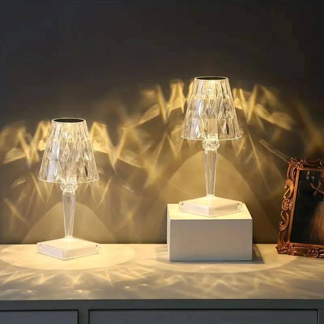 Loja Capricho Abajur - 0031 Luminária Vintage Cristal Touch de Mesa em Led - 16 Cores e Controle Remoto