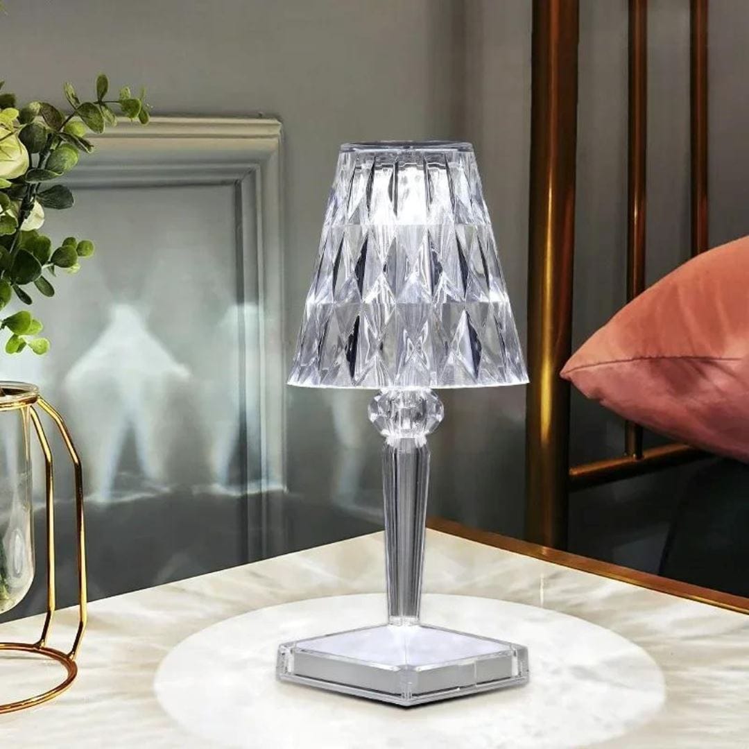 Loja Capricho Abajur - 0031 Luminária Vintage Cristal Touch de Mesa em Led - 16 Cores e Controle Remoto