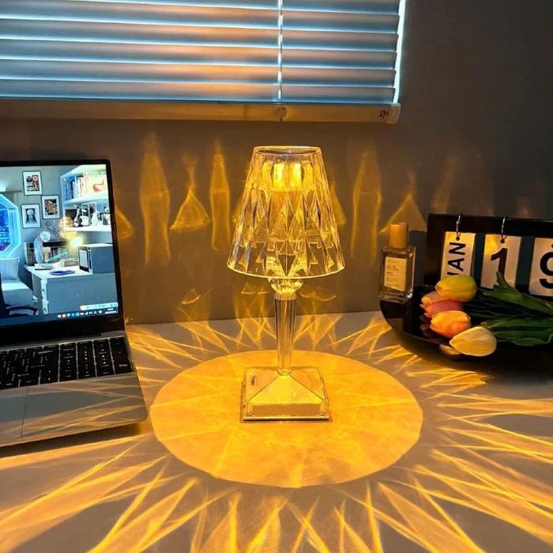 Loja Capricho Abajur - 0031 Luminária Vintage Cristal Touch de Mesa em Led - 16 Cores e Controle Remoto