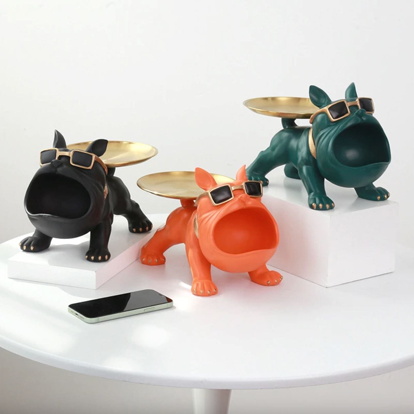 Loja Capricho Aparador - 0002 Escultura Aparador Bulldog Francês Decor Cool (Suporte Duplo)
