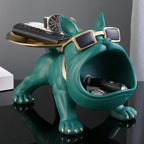 Loja Capricho Aparador - 0002 Verde Escultura Aparador Bulldog Francês Decor Cool (Suporte Duplo)
