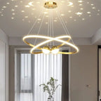 Loja Capricho Lustre - 0012 Dourado Lustre Pendente Luxuoso Circular Duplo em Led