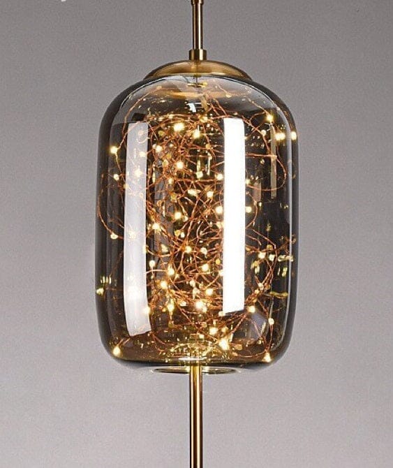 Loja Capricho Lustre - 0016 Cinza / #2 22x15cm / Quente Lustre Pendente Nórdico Crystals Ceiling LED