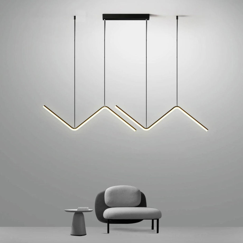 Loja Capricho Lustre - 0026 Preto / Quente Lustre Pendente Minimalista Wave Line Led