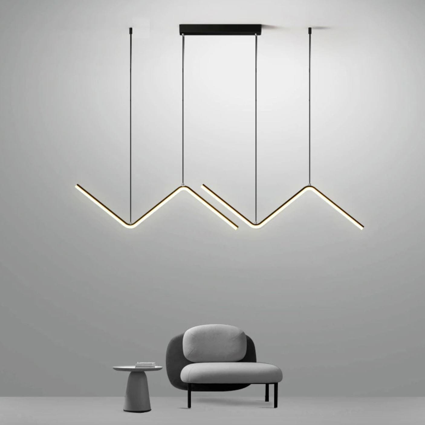 Loja Capricho Lustre - 0026 Preto / Quente Lustre Pendente Minimalista Wave Line Led