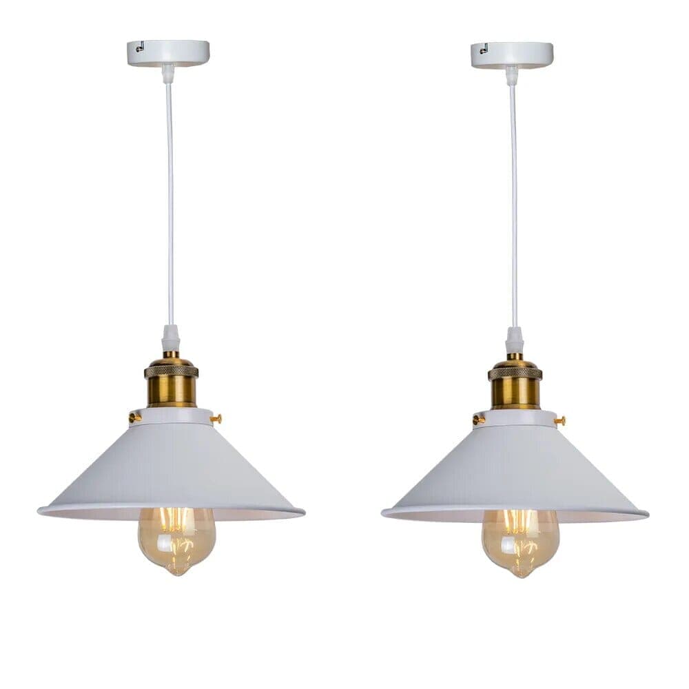 Loja Capricho Pendente - 0024 Branco e Dourado / 02 Unidades Lustre Pendente Vintage Retrô para Quarto Cozinha Balcão