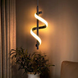 Lustre Pendente em Espiral Preto de Led