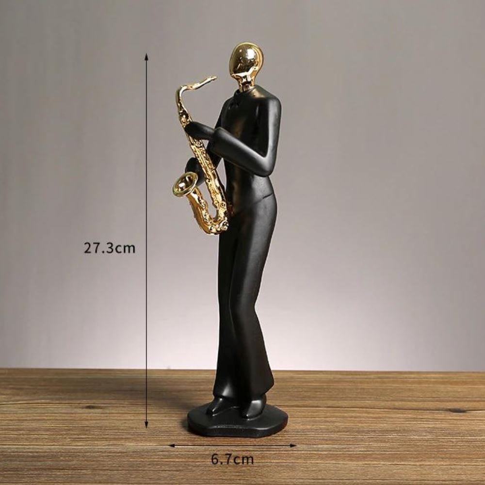 Loja Capricho Resina - 0027 Saxsofonista Escultura Minimalista e Moderna Cia Musical