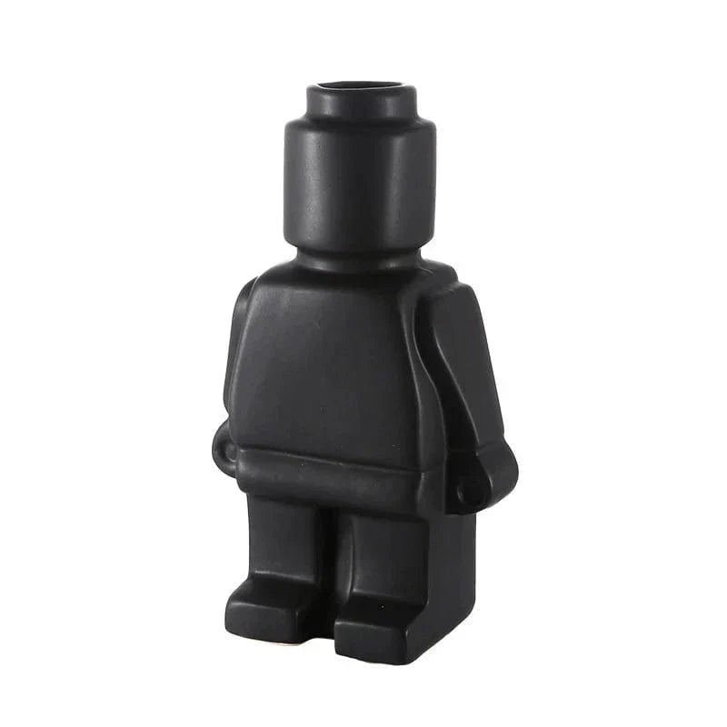 Loja Capricho Vaso - 0011 Preto Vaso Decorativo Robô Nórdico em Cerâmica