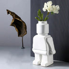 Loja Capricho Vaso - 0011 Branco Vaso Decorativo Robô Nórdico em Cerâmica