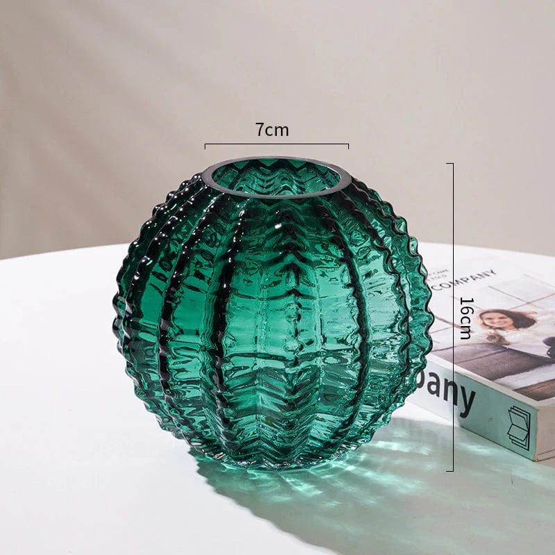 Loja Capricho Vaso - 0013 Verde / 16cm Vaso Luxuoso de Vidro Cactus Minimalista