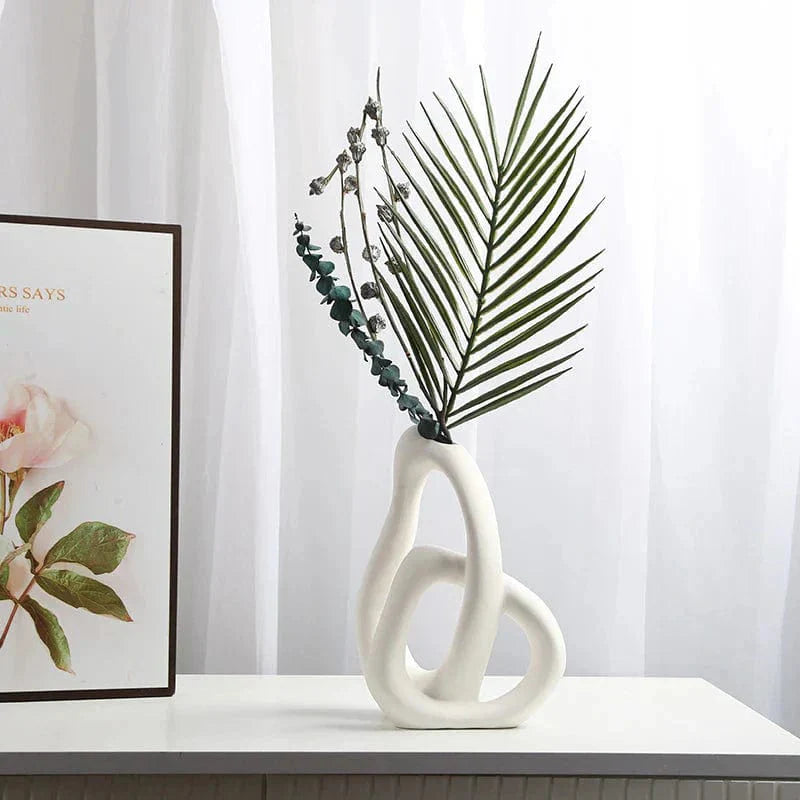 Loja Capricho Vaso - 0019 Branco Vaso Nórdico Elo Abstrato Minimalista