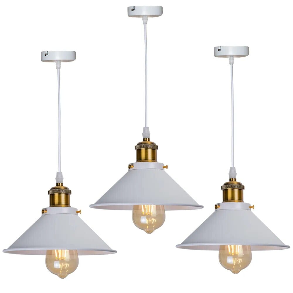Loja Capricho Pendente - 0024 Branco e Dourado / 03 Unidades Lustre Pendente Vintage Retrô para Quarto Cozinha Balcão